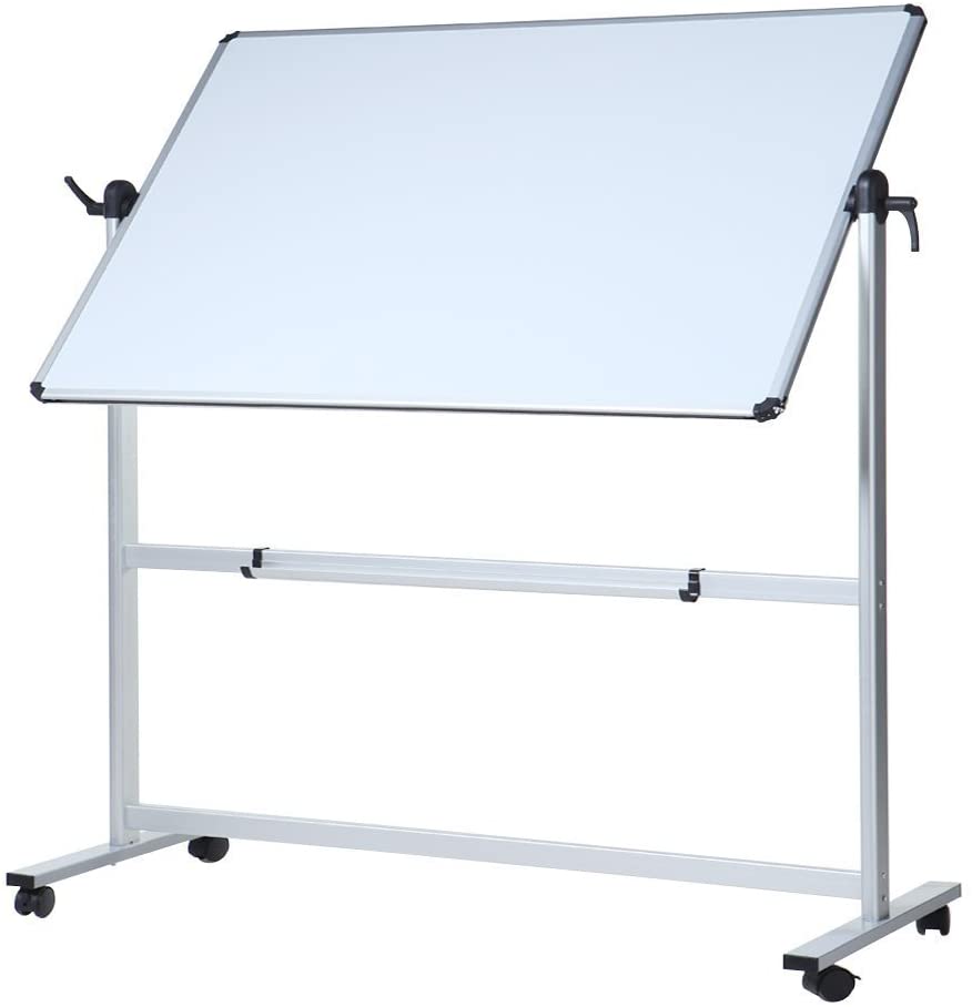 Photo 1 of VIZ-PRO Double-Sided Magnetic Mobile Whiteboard, 48 x 36 Inches, Aluminium Frame and Stand
