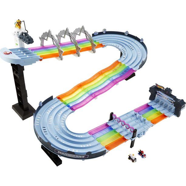 Photo 1 of Hot Wheels Mario Kart Rainbow Road Raceway Set with 2 1:64 Scale Vehicles
