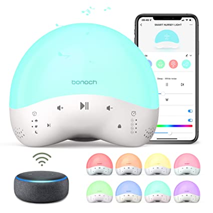 Photo 1 of bonoch Sound Machine Baby Night Light White Noise Machine for Sleeping Baby, 25 Non Looping Natural Soothing Sounds for Kid Adult, 2 in 1 Sleep Trainer, Dimmable & APP & Voice Control with Alexa Timer
