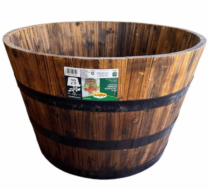 Photo 1 of NEW VIGORO 2.7GAL JACKSON BARREL PLANTER 26” X 16.5”