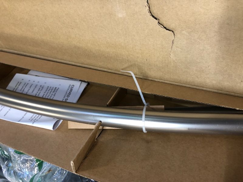 Photo 1 of Bath Bliss Wall Mounted Adjustable Curved Bathroom Shower Curtain Rod, 42”-72”, 33% More Space, Satin
