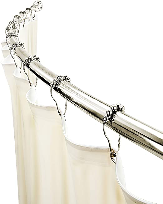 Photo 2 of Bath Bliss Wall Mounted Adjustable Curved Bathroom Shower Curtain Rod, 42”-72”, 33% More Space, Satin
