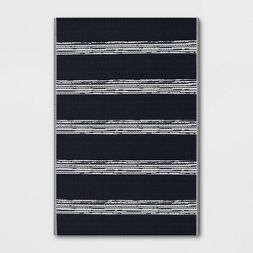 Photo 1 of 4' x 6' Outdoor Rug Dark Navy Stripe - Room Essentials™

