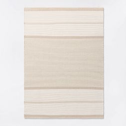 Photo 1 of 5'x7' Marina Striped Wool/Cotton Area Rug Cream - Threshold™ designed with Studio McGee

