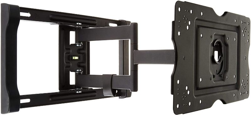 Photo 1 of Amazon Basics Full Motion Articulating TV Wall Mount Bracket with Swivel and Tilt Features for 32-80 inch TVs and Flat Panels up to 130 Lbs, Black
