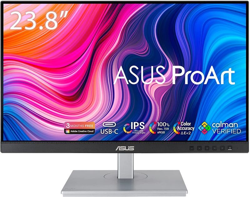 Photo 1 of ASUS PROART DISPLAY PA247CV 23.8” MONITOR, 1080P FULL HD, 100% SRGB/REC. 709, USB-C HDMI DISPLAYPORT WITH DAISY-CHAINING, CALMAN VERIFIED, EYE CARE, ANTI-GLARE, ERGONOMIC STAND