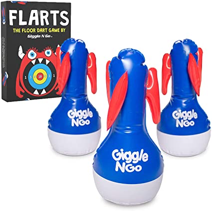 Photo 1 of Giggle N Go Outdoor Games for Kids, Adults & Family - The Original Flarts Floor and Yard Darts Game with Inflatable Pins, Lawn Pegs and Mat - Monster Theme ?