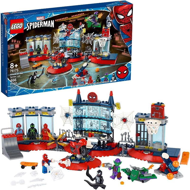 Photo 1 of LEGO Marvel Spider-Man Attack on The Spider Lair 76175 Cool Building Toy, Featuring The Spider-Man Headquarters; Includes Spider-Man, Green Goblin and Venom Minifigures, New 2021 (466 Pieces)