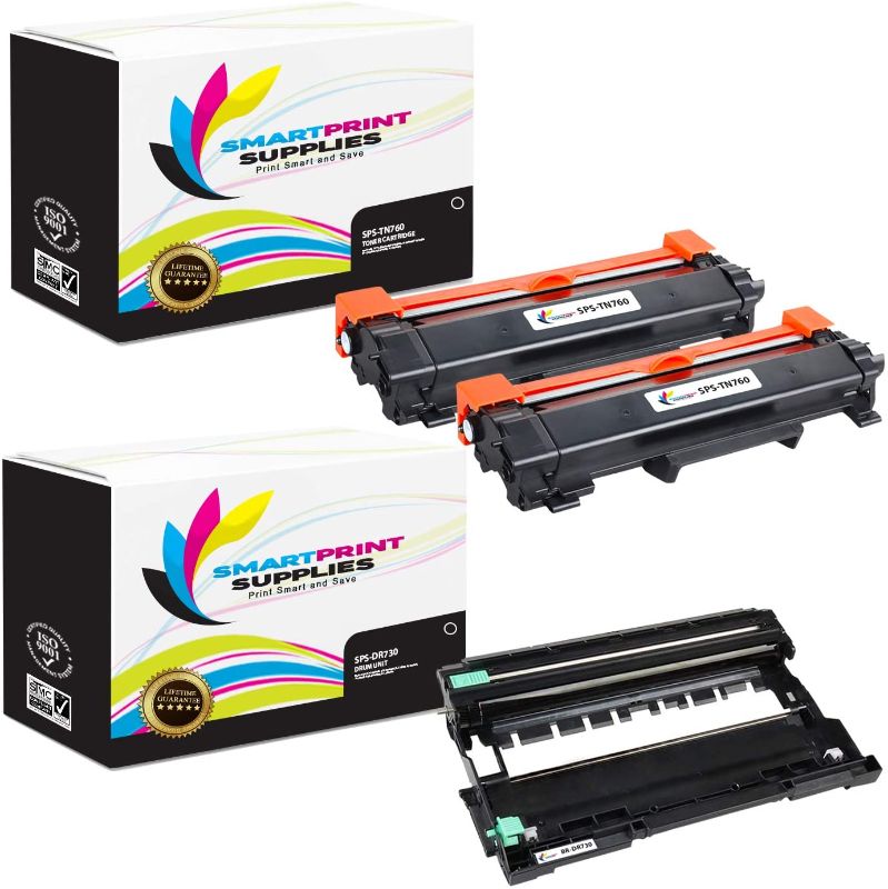 Photo 1 of Smart Print Supplies Compatible TN760 DR730 Toner Cartridge and Drum Unit Replacement for Brother HL-L2350DW L2395DW, MFC-L2710DW L2750DW, DCP-L2550DW Printers (2 TN-760, 1 DR-730) - 3 Pack
