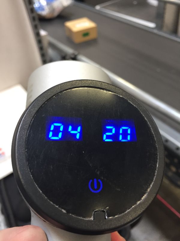 Photo 1 of WBM Smart Massage Gun Deep Tissue Percussion Muscle Massager for Pain Relief,Electric Body Massager Sports Drill Portable Super Quiet Brushless Motor (Silver)