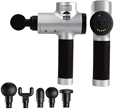 Photo 1 of WBM Smart Massage Gun Deep Tissue Percussion Muscle Massager for Pain Relief,Electric Body Massager Sports Drill Portable Super Quiet Brushless Motor (Silver)