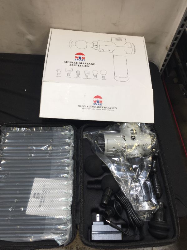 Photo 1 of WBM Smart Massage Gun Deep Tissue Percussion Muscle Massager for Pain Relief,Electric Body Massager Sports Drill Portable Super Quiet Brushless Motor (Silver)