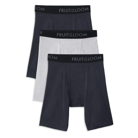 Photo 1 of Fruit of the Loom Men's Breathable Cotton Micro-Mesh Assorted Long Leg Boxer Briefs XL