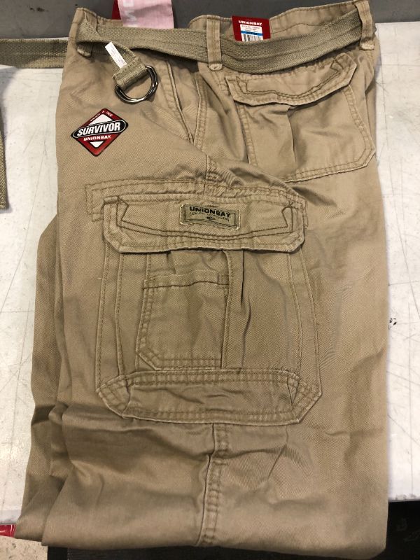Photo 2 of Beige Mens Size 36X34 Belted Twill Survivor Cargo Pants