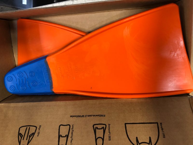 Photo 2 of FINIS Long Floating Fin Jr. in Blue/Orange, Size 11-1