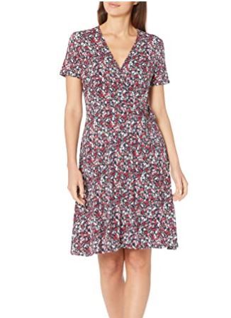 Photo 1 of Amazon Essentials Women's Cap-Sleeve Faux-Wrap Dress size L