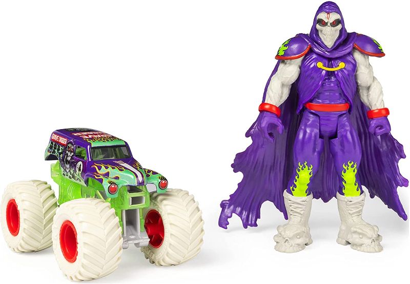 Photo 1 of Monster Jam, Official Grave Digger 1:64 Scale Monster Truck and 5-Inch Grim Creatures Action Figure Set

