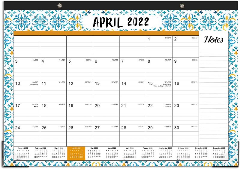Photo 1 of 2022 Desk Calendar - Desk Calendar 2022 with Notes Content & Julian Date, Jan 2022 - Dec 2022, 16.8" x 12", Thick paper with Six Different Patterns -- 3 PACK
