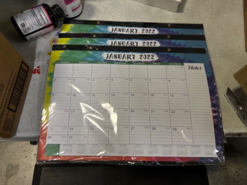 Photo 2 of 2022 Desk Calendar - Desk Calendar 2022 with Notes Content & Julian Date, Jan 2022 - Dec 2022, 16.8" x 12", Thick paper with Six Different Patterns -- 3 PACK
