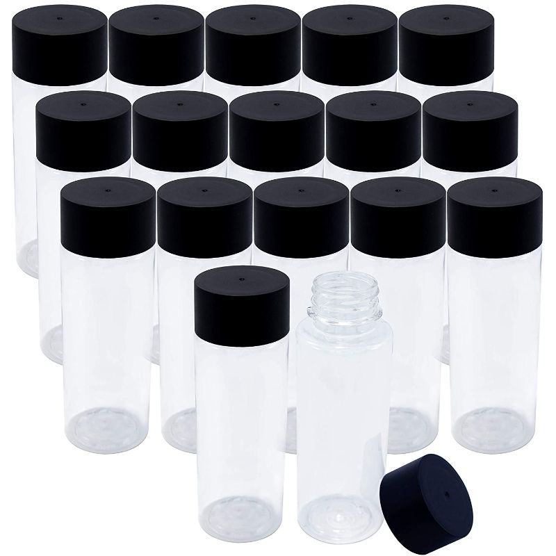 Photo 1 of 10oz Empty Plastic Sensory Bottles with Black Lids, 14 Pk Round Clear Plastic Water Bottles BPA Free for Tea Juice Smoothie Water Milk
