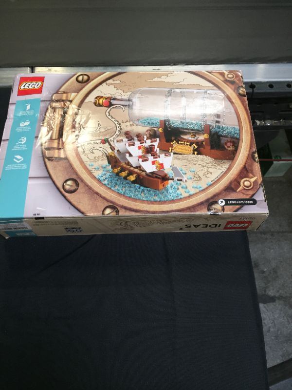 Photo 5 of LEGO Ideas Ship in a Bottle 92177 Expert Building Kit, Snap Together Model Ship, Collectible Display Set and Toy for Adults (962 Pieces)---BOX HAS MINOR DAMAGE FROM EXPOSURE---
