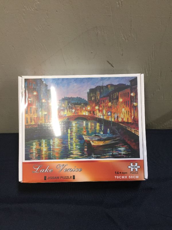 Photo 2 of 1000 Piece Jigsaw Puzzles for Adults, Large 70cm x 50cm 1000 Piece Puzzle Educational Game Toys and Unique Artwork for Families Adults Teens Age of 14 +, Venice Lake Side Oil Painting
