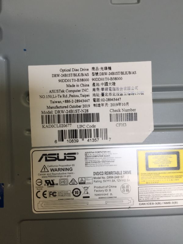 Photo 4 of ASUS 24x DVD-RW Serial-ATA Internal OEM Optical Drive DRW-24B1ST Black---ITEM HAS MULTIPLE SCRATCHES AND PAINT CHIPPED OFF---