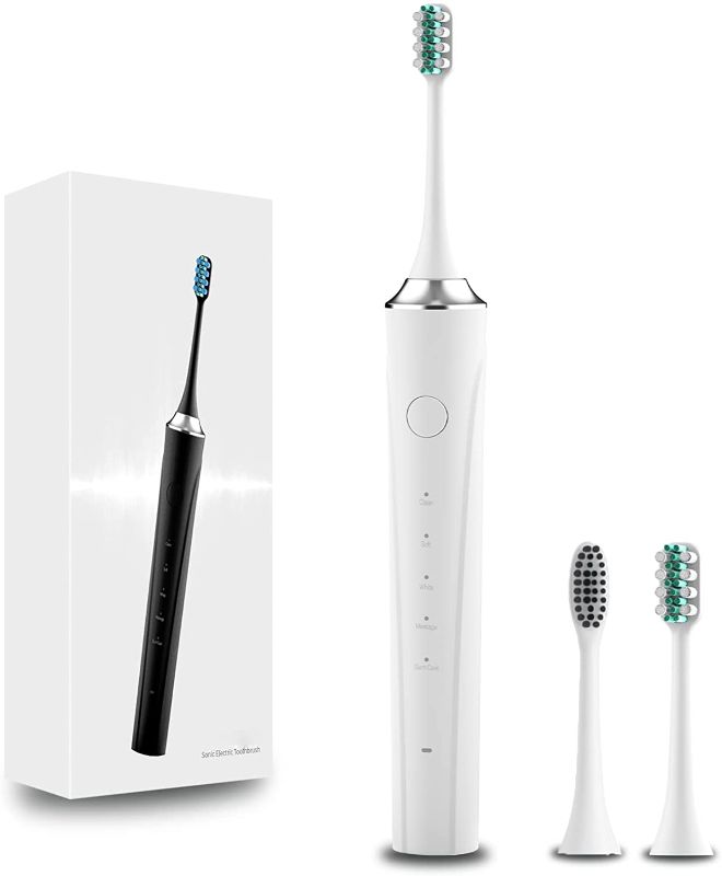 Photo 1 of Sonic Electric Toothbrush with 2 Brush Heads, 5 Modes with 2 Minutes Built in Smart Timer, 2H Fast Charge Long Lasting 30 Day, IPX7 Waterproof with Travel Lock Electric Toothbrushes for Adults, Kids
