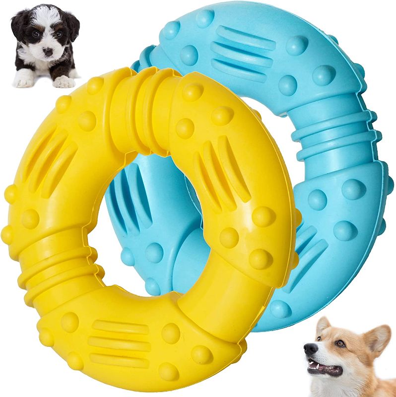 Photo 1 of Youngever 2 Pack Dog Toys for Pet Teeth Cleaning, Chewing, Fetching, 4.7 Inch Ring
