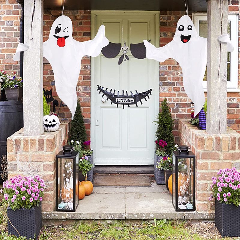 Photo 1 of (2 Pack) 45" Halloween Hanging Ghosts,Ghost Decorations For Halloween Party Decoration, Cute Flying Ghost For Front Yard Patio Lawn Garden Party DéCor And Holiday Halloween Hanging Decorations
