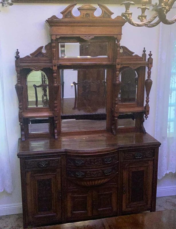 Photo 1 of ANTIQUE LATE 18TH CENTURY FRENCH CUPBOARD WITH HAND BEVELED GLASS 58” X 19” H 92