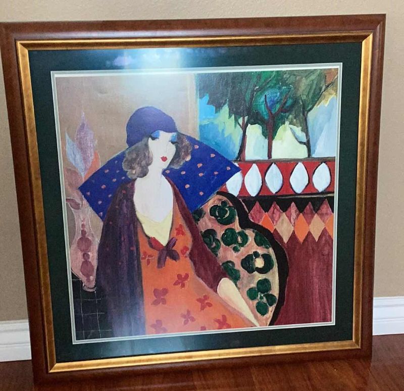 Photo 1 of WOODEN FRAMED ITZCHAK TARKAY “INDIGO CHAPEAU 34” X 34”