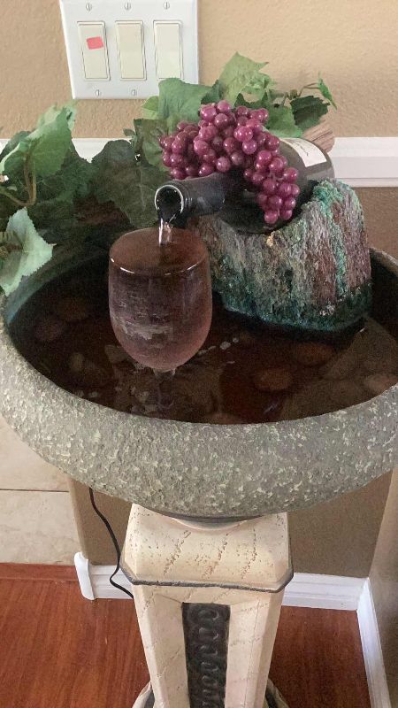 Photo 2 of WINE INSPIRED FOUNTAIN ON PEDESTAL  19" X 19" H 46" TESTED WORKING