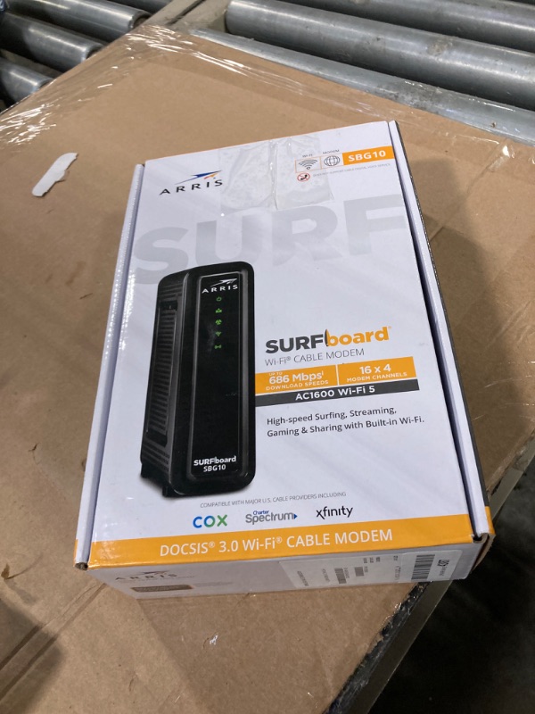 Photo 2 of ARRIS SURFboard SBG10 DOCSIS 3.0 16 x 4 Gigabit Cable Modem and AC1600 Wi-Fi Router