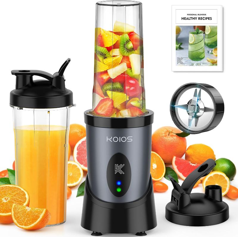 Photo 1 of 
Roll over image to zoom in







6 VIDEOS
KOIOS Smoothie Blender, 900W Personal Blender for Shakes and Smoothies Kitchen with 2 No-BPA 22oz Portable Blender Cups, Single Serve Smoothies Maker Mixer for Juices, Nutritious Recipe (Grey Blue)
Visit the KOI