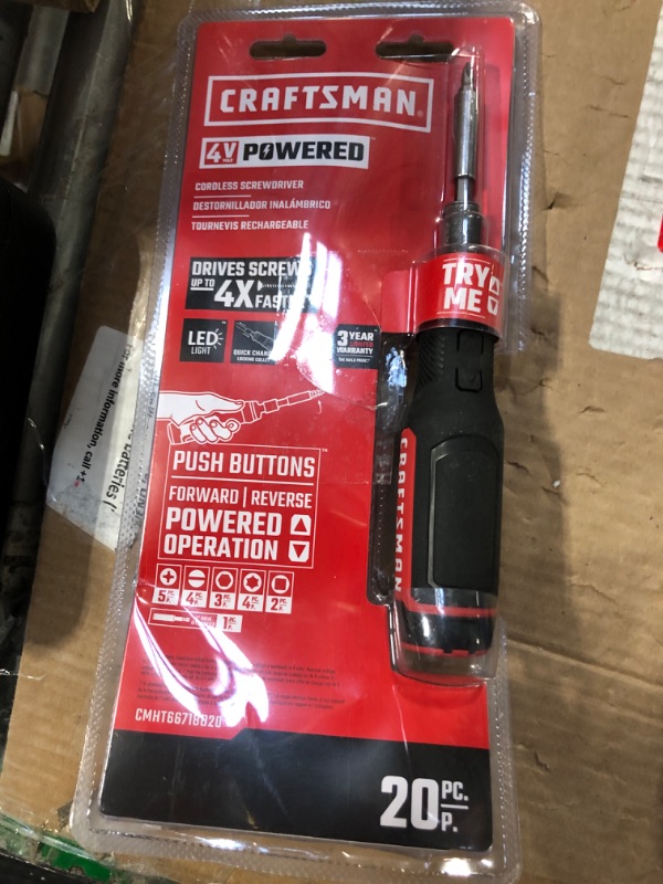 Photo 1 of CRAFTSMAN 4V Electric Screwdriver Set, 300 RPM, Micro-USB Charging Port, 3-Stage Battery Charge Indicator (CMHT66718B20)