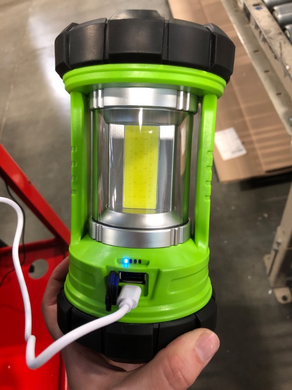 Photo 2 of ** does not have charger** Rechargeable Camping Lantern, 3000LM 5 Light Modes Camping Light 4400 Capacity Phone Charger LED Impact-Resistant Flashlight Lantern Portable Waterproof Hurricane Lanterns for Emergency(Pale Green)