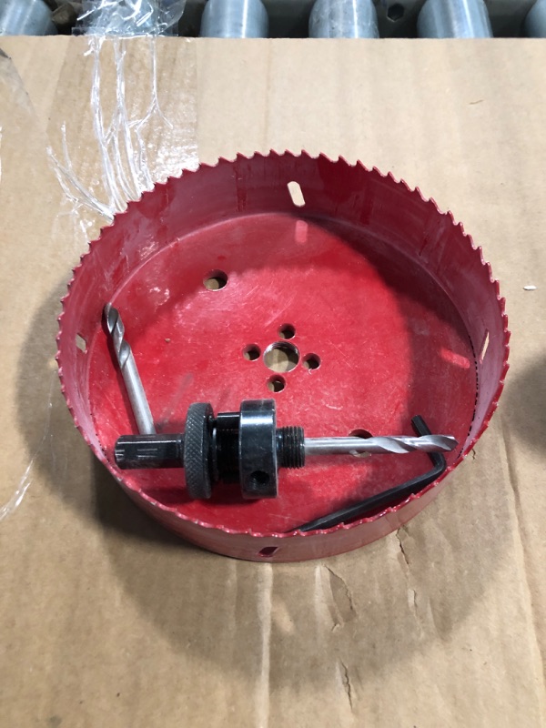 Photo 1 of ** dirty***Koopi 6 1/2 inch Hole Saw with Heavy Duty Arbor, 38mm Depth Bi-Metal Hole Cutter, Easily Drilling Wood, Plastic, Plywood, Ceiling, Thin Metal (6.5 in / 165mm Dia)