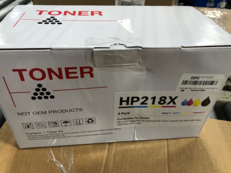 Photo 3 of ** factory sealed***218X High Yield Toner Cartridge Replacement for HP 218X/218A to Compatible with HP Color Laser Jet Pro 3201dw MFP 3301cdw MFP 3301fdw MFP 3301sdw W2180X W2181X W2182X W2183X (4 BK/Y/C/M) (No Chip)