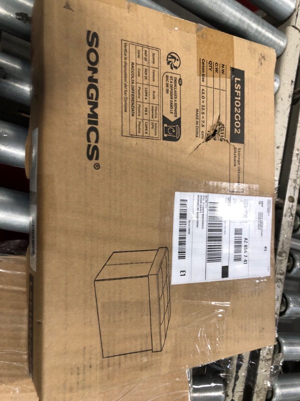 Photo 3 of ** factory sealed** SONGMICS Small Folding Storage Ottoman, Foot Rest Stool, 12.2 x 16.1 x 12.2 Inches, 286 lb Load Capacity, for Living Room, Bedroom, Home Office, Dorm, Light Gray ULSF102G02