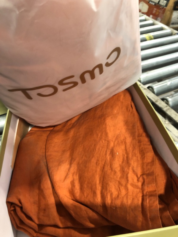 Photo 1 of TOSMO 100% French Linen Sheets Set, Breathable and Durable Linen Flax Bedding 4 Pcs Set for Hot Sleepers - 1 Flat Sheet, 1 Fitted Sheet, 2 Pillowcases - (Terracotta, King)