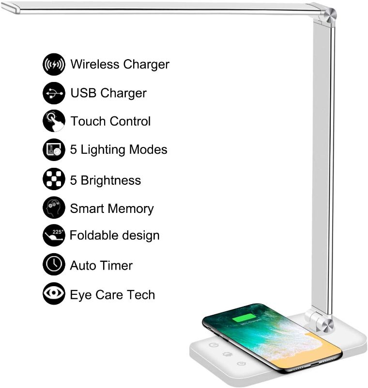 Photo 2 of MULTIFUNCTIONAL TABLE DESK LAMP WITH A WIRELESS CHARGER WITH A FLEXIBLE TO ALLOW FOR PERFECT POSITIONING SMARTPHONE COMPATIBILITY NEW IN BOX 