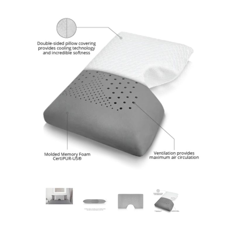 Photo 3 of MOON CARBON KING COOLING FABRIC INFUSED MEMORY FOAM TEMPERATURE REGULATING PILLOW HELPS REMOVE MOISTURE ANTIBACTERIAL HYPOALLERGENIC NEW 