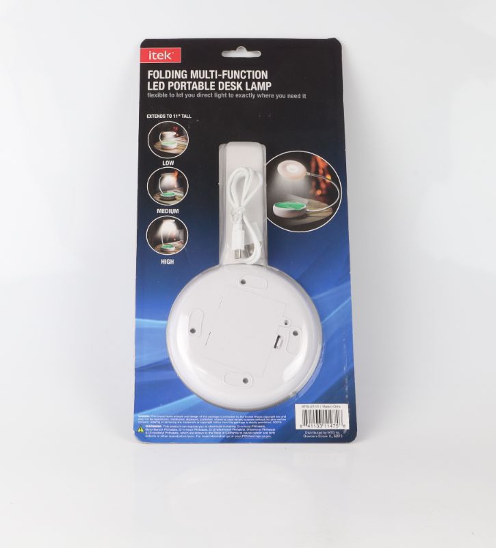 Photo 1 of LED PORTABLE DESK LAMP 3 LIGHT SETTINGS TOUCH CONTROL FLEX NECK STANDS 11" TALL NEW 