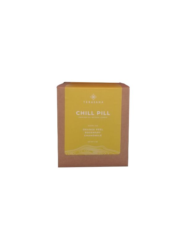 Photo 1 of TERANSANA CHILL PILL CANDLE ORANGE PEEL ROSEMARY CHAMOMILE 12 OZ NEW 