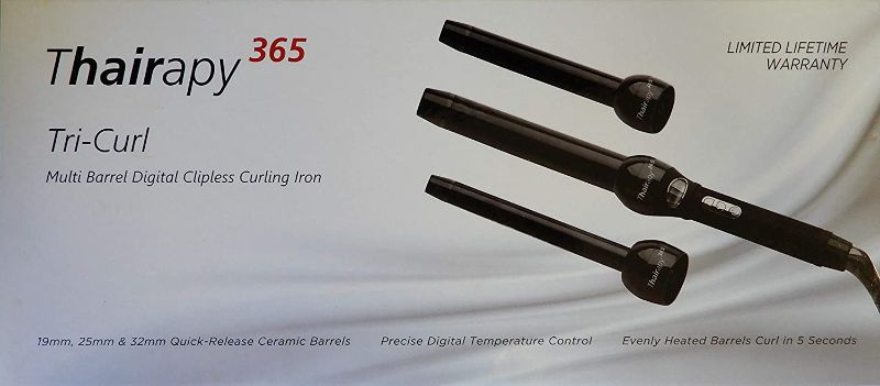 Photo 3 of THAIRAPY 365 TRI CURLING IRON 3 SIZES 19MM 25MM AND 32 MM BARREL CLIPLESS TOURMALINE CERAMIC DESIGN AND 360 SWIVEL CORD NEW