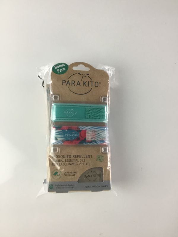Photo 1 of PARAKITO MOSQUITO REPELLENT WRIST BANDS PACK OF 2 WITH 2 REFILL PELLETS PLUS PARAKITO MOSQUITO ROLL ON GEL .67 OZ NEW IN PACKAGE