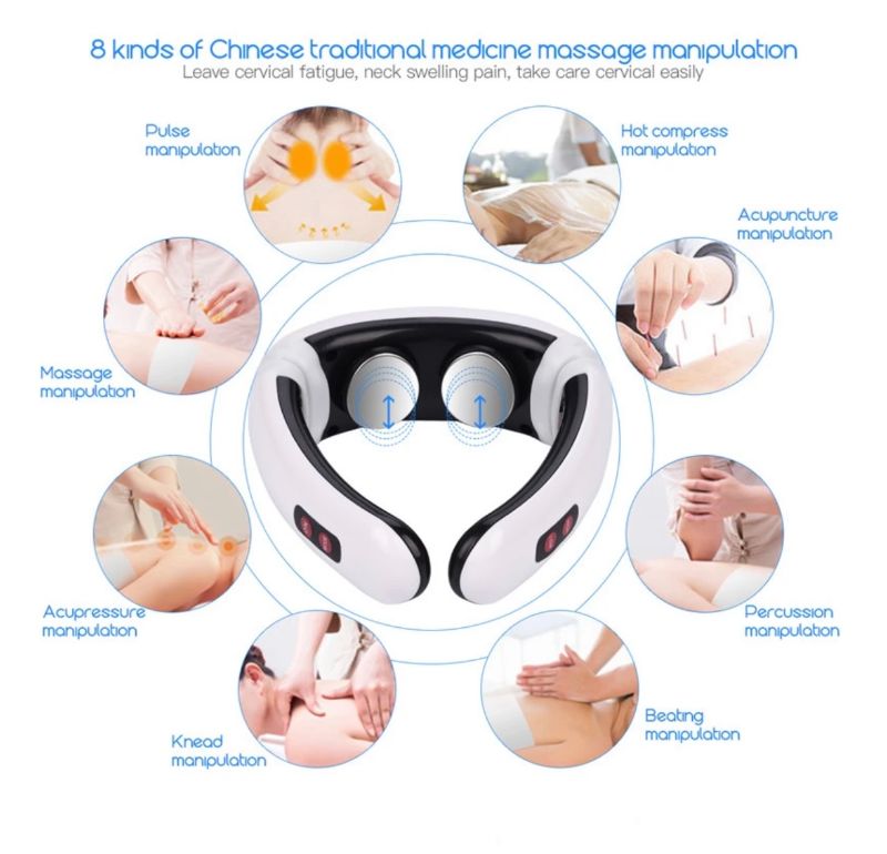 Photo 3 of NECK ELECTRIC PULSE MASSAGER MODEL HX 5880 REDUCES CHRONIC PAIN INCREASES MUSCLE STRENGTH TO IMPROVE THE CIRCULATION SYSTEM INCLUDES 1 NECK MASSAGER 2 ELECTRODE STRIPS 1 HEADPHONE 2 AAA BATTERIES NEW IN BOX