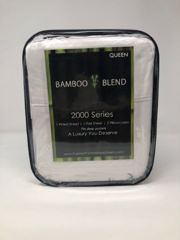 Photo 1 of QUEEN BAMBOO BLEND SHEET SET 4 PIECES 1 FITTED SHEET 1 FLAT SHEET 2 PILLOW CASES ANTIBACTERIAL HYPOALLERGENIC NEW 