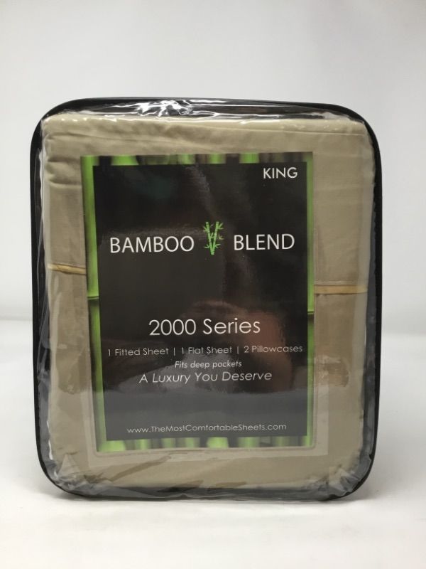 Photo 1 of KING BAMBOO BLEND SHEET SET 4 PIECES 1 FITTED SHEET 1 FLAT SHEET 2 PILLOW CASES ANTIBACTERIAL HYPOALLERGENIC NEW 